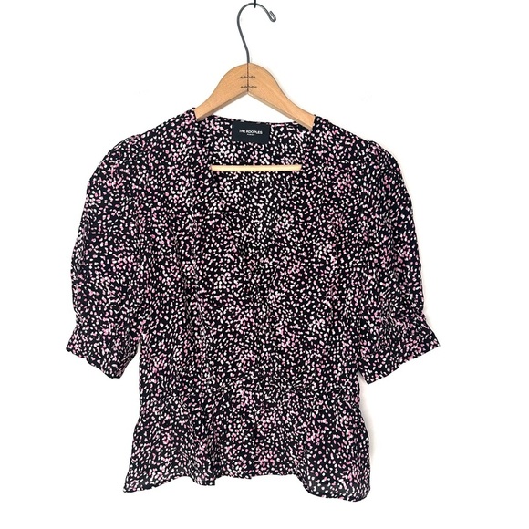 The Kooples | Pink Floral Short Sleeve Peplum Top Size 1 US6 - Picture 1 of 9